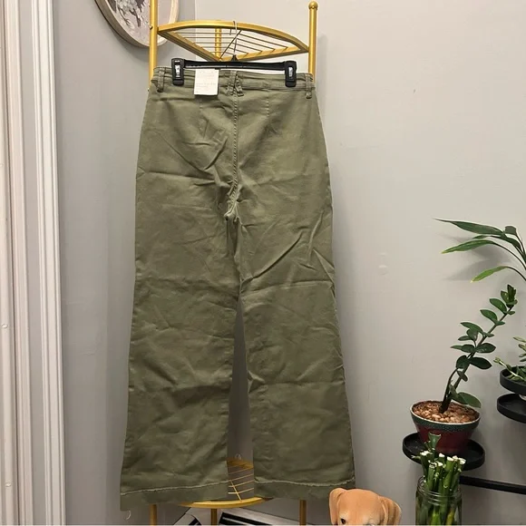 LC Lauren Conrad Super High Wide Leg Trouser Jeans buttons fly in green size 10 - Picture 7 of 8